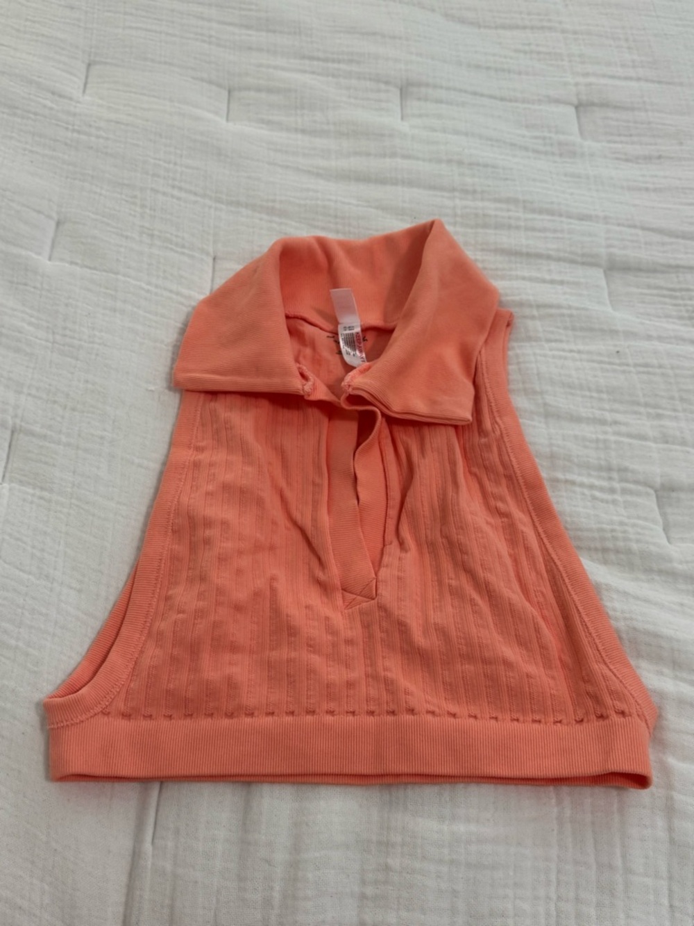 Urban Outfitters Coral-Orange Ribbed V-Neck Crop Top